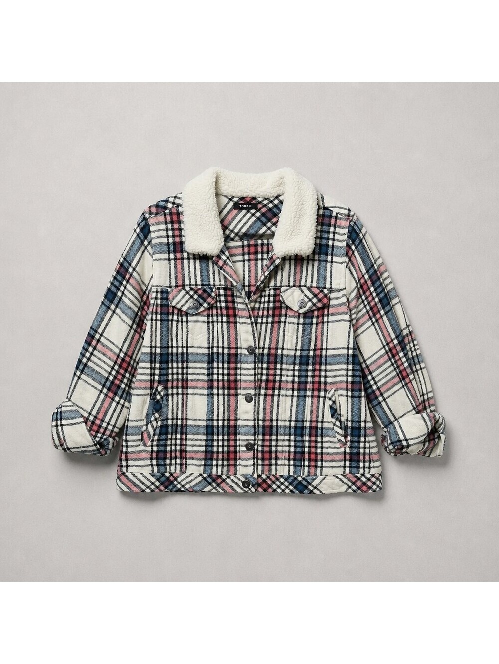 Torrid Plaid Sherpa Collar Jacket